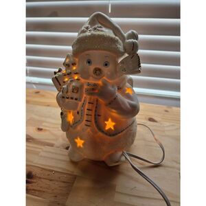Vintage International Bazaar Light Up Snowman Christmas Ceramic Porclain